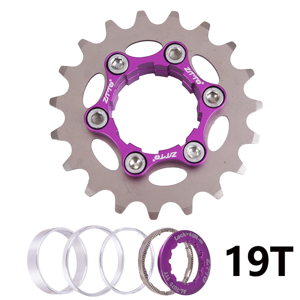 ZTTO MTB Single Speed Cassette Cog Bicycle 1 Speed Sprocket/Disc Rotor Mount Gear 16T 17T 18T 19T 20T 21T 22T 23T