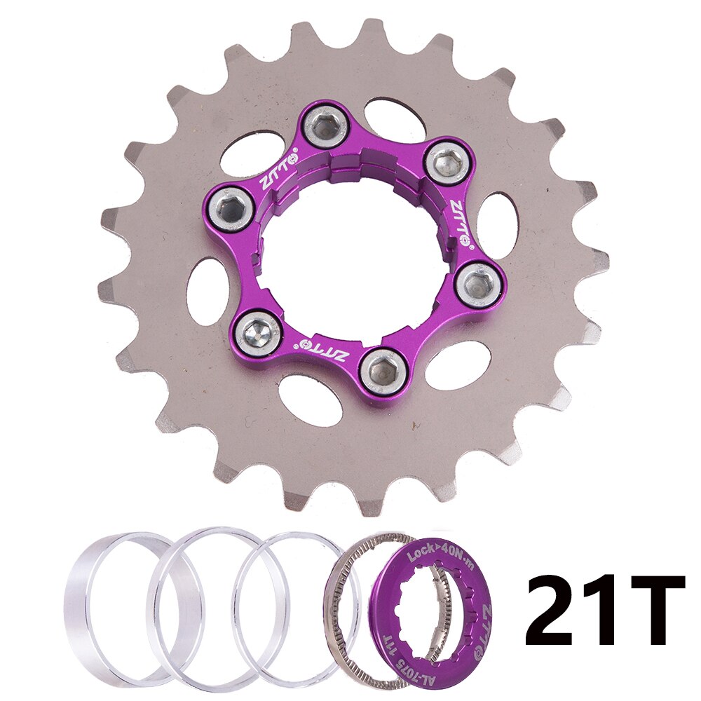 ZTTO MTB Single Speed Cassette Cog Bicycle 1 Speed Sprocket/Disc Rotor Mount Gear 16T 17T 18T 19T 20T 21T 22T 23T