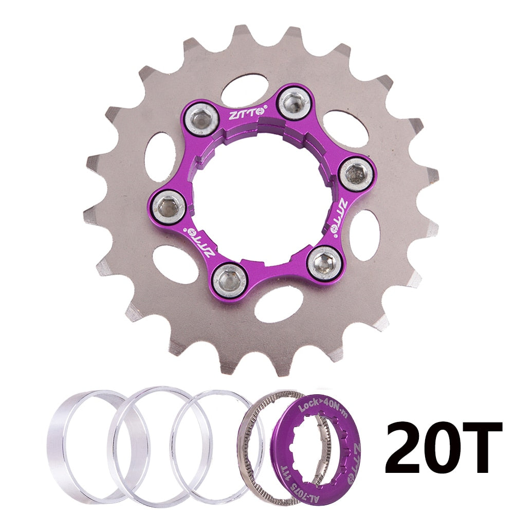 ZTTO MTB Single Speed Cassette Cog Bicycle 1 Speed Sprocket/Disc Rotor Mount Gear 16T 17T 18T 19T 20T 21T 22T 23T